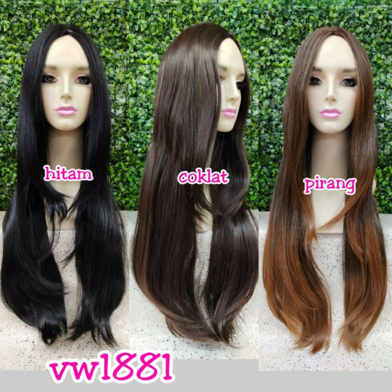 Wig Rambut Palsu Lurus Poni Panjang