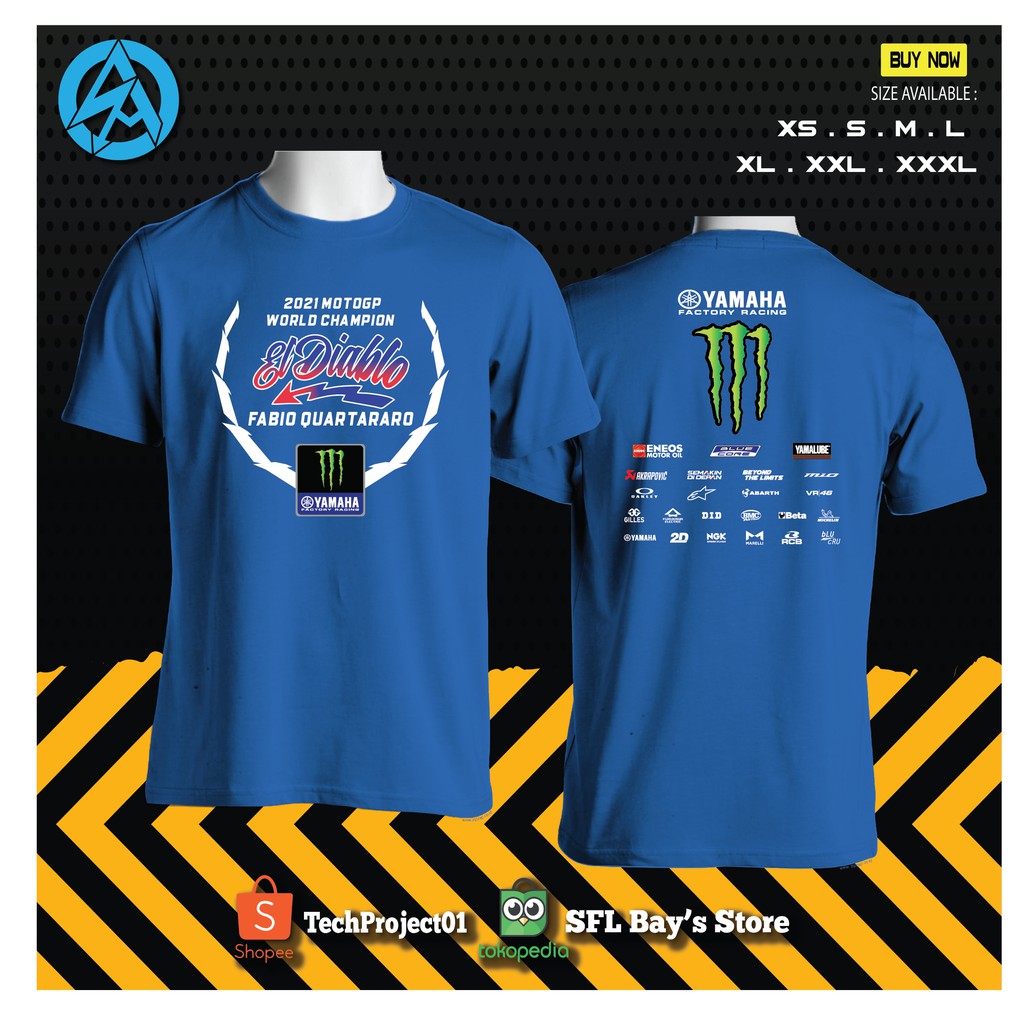 New Tshirt Kaos Fabio Quartararo World Champion MotoGP 2021 Yamaha Best Quality