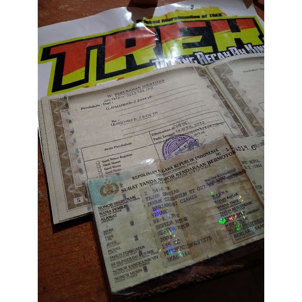 Dokumen RX king taun 2003 plat z pajak jalan