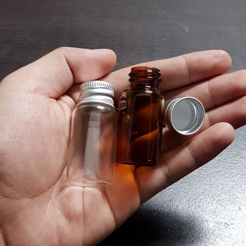 botol kaca 10ml tutup ulir / botol kaca tutup ulir almunium