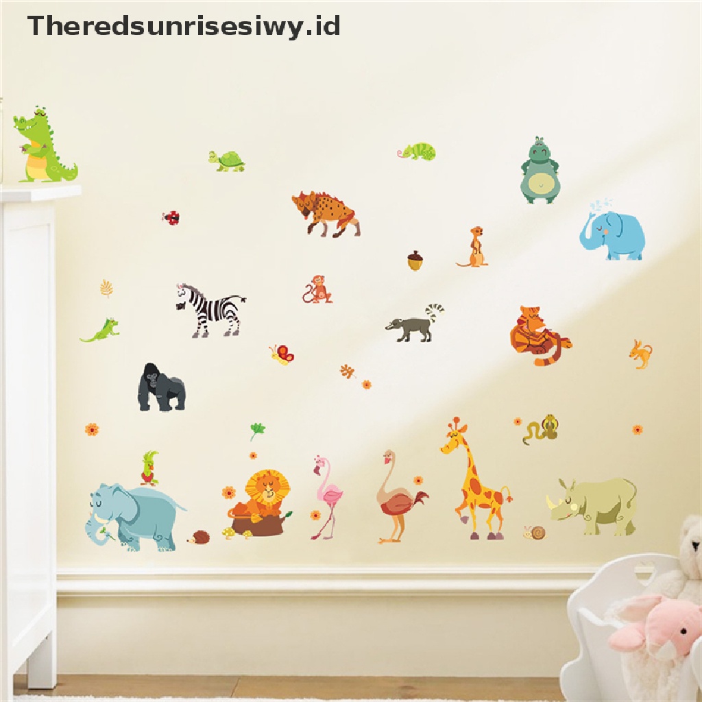 # Alat Rumah Tangga # Stiker Dinding Decal Desain Binatang Monyet Gajah Kuda Untuk Kamar Anak