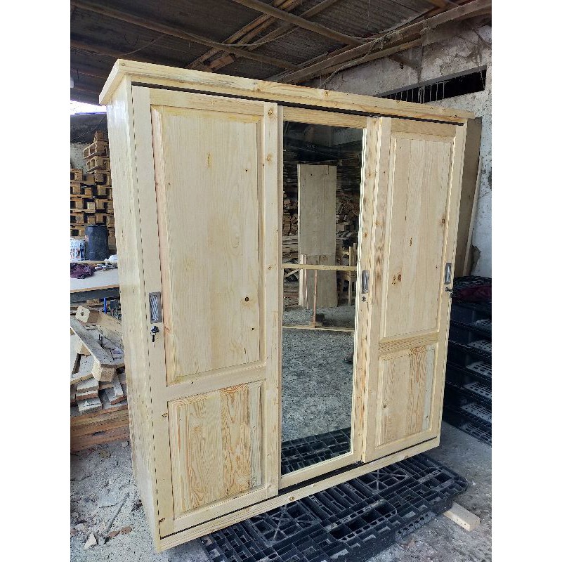 lemari baju pintu tiga/lemari pintu tiga sliding/lemari sliding/lemari pakain pintu sliding