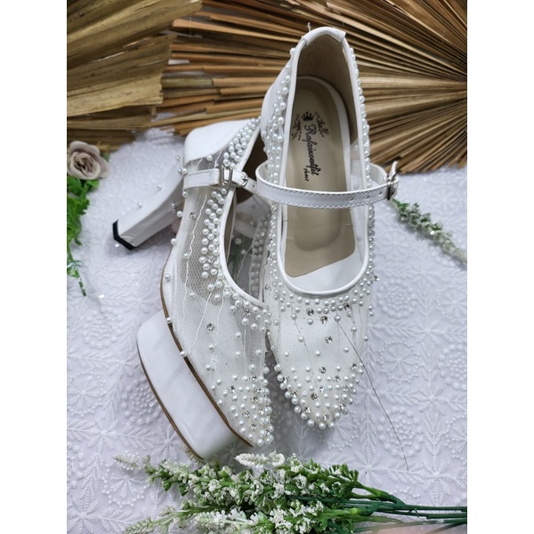 sepatu Wedding wanita Maudi putih 10cm