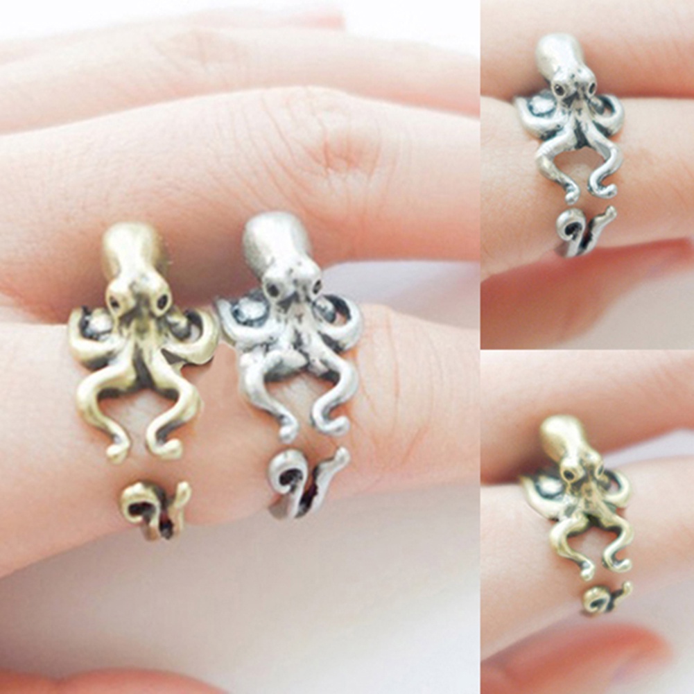 Hu Hu Hu Hu Hu Alat Bantu Pasang Kacamata♡ Cincin Knuckle Adjustable Bentuk Gurita Gaya Retro Untuk Pria / Wanita