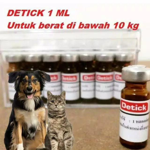 Obat Kutu Tetes Detick 1 mL untuk Hewan 1- 10 kg anjing kucing plus spuit 1 cc