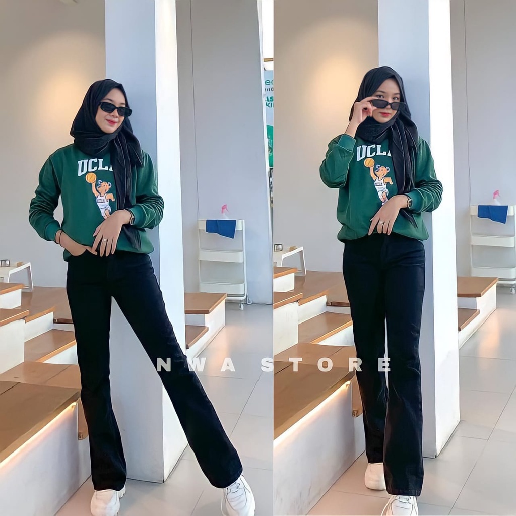 Hight Waist Kulot Jeans Wanita