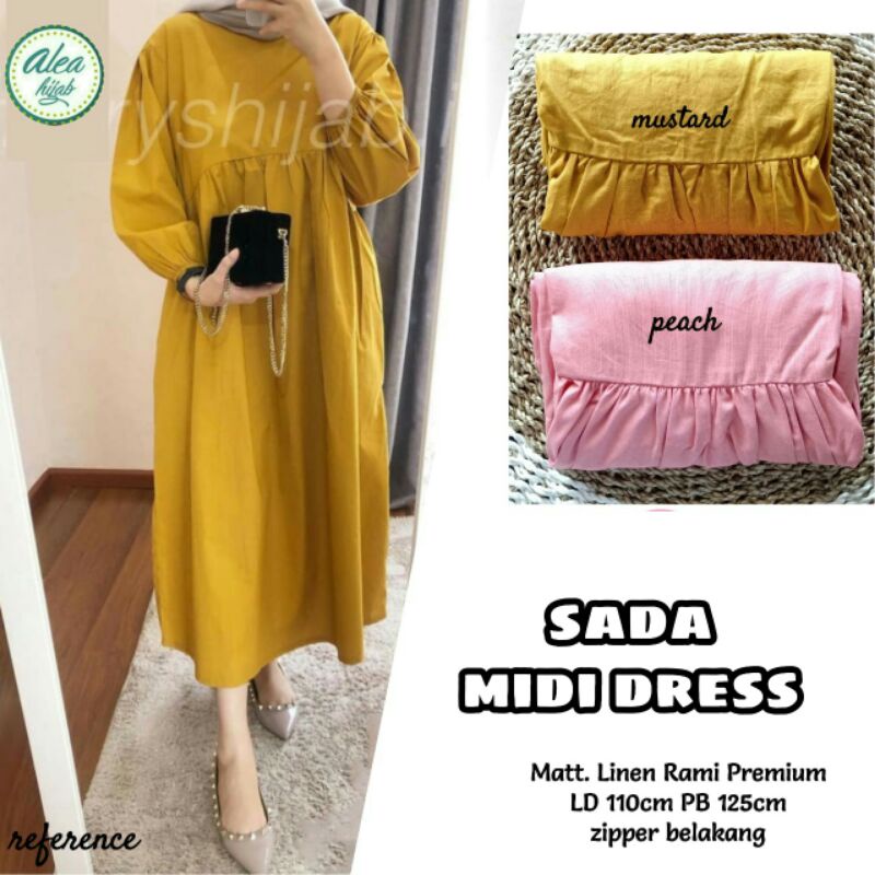sada midi dress#dress midi sada mustard unik#tunik midi sada