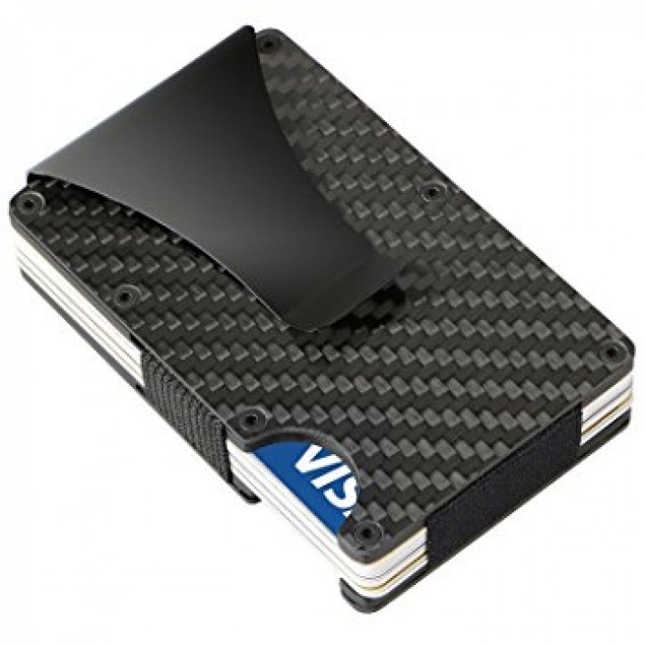 Slim Carbon Fiber Credit Card Holder RFID Blocking Metal Wallet Clip - Dompet Kartu Praktis Terbaik dan Tipis