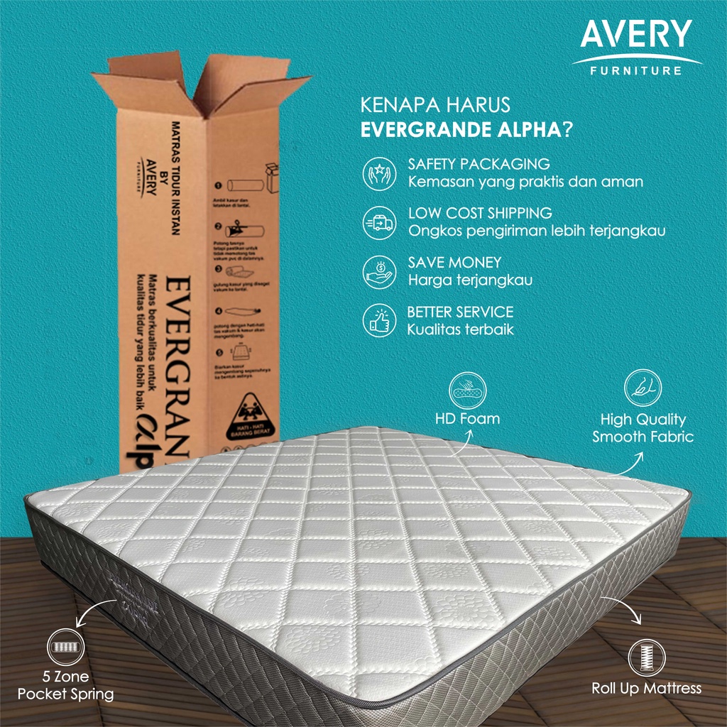 Avery - Evergrande Alpha Kasur Spring Bed / Kasur BOX 120x200, 160x200, 180x200