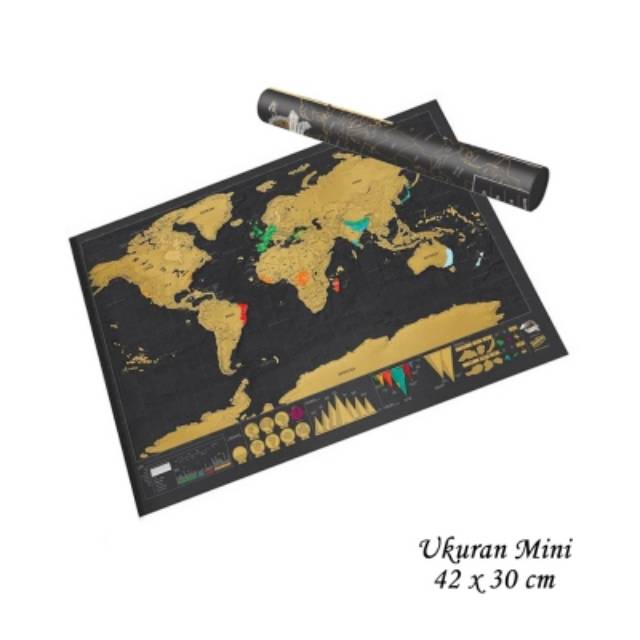 

Mini Scratch Off World Map / Poster Peta Gosok (42cm x 30cm)