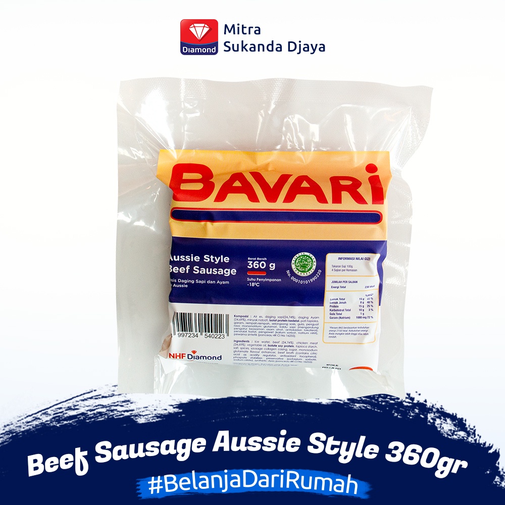 BAVARI Beef Sausage Aussie Style Sosis Sapi 360 gr