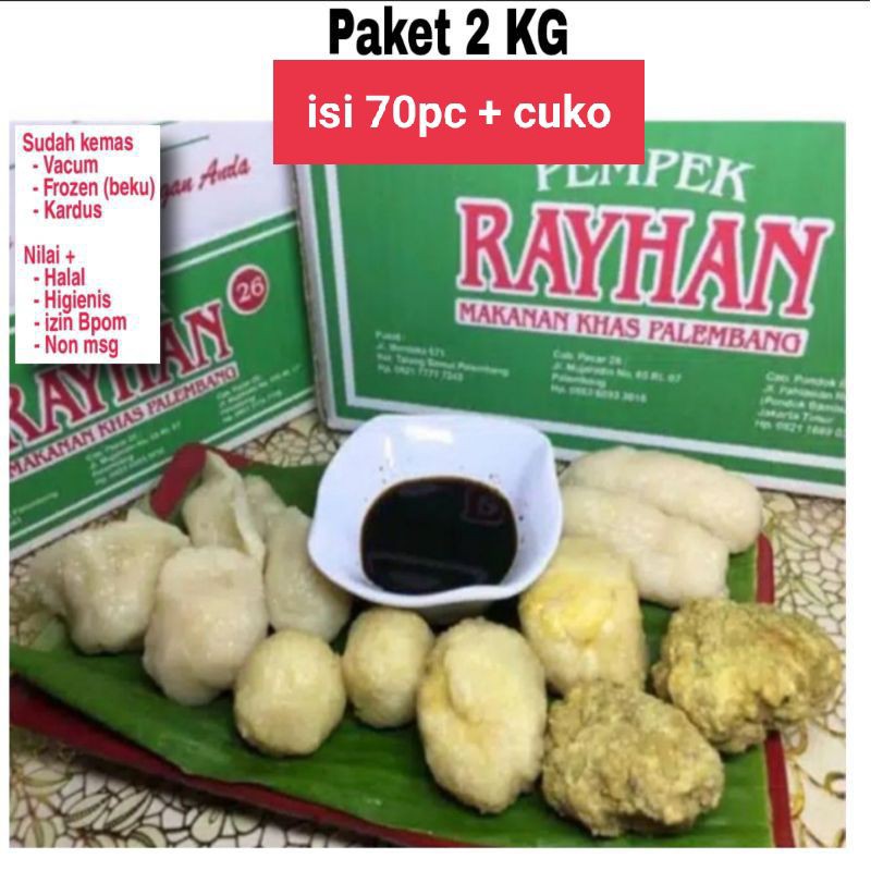 

Paket 2 KG 80 pcs Pempek palembang pempek rayhan VACUM frozen + cuka pempek lala pempek edy