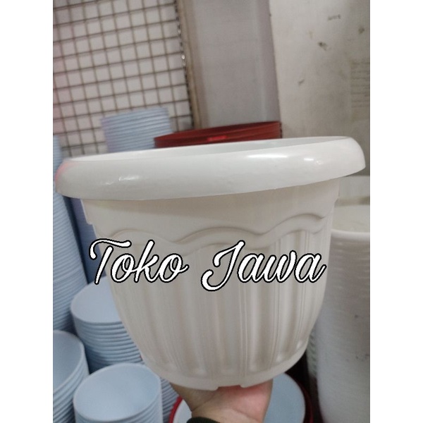 Pot Bunga Murah Uk 33cm Model Belimbing | Pot Tanaman Plastik Putih