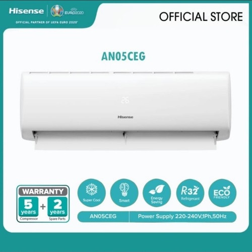 AC HISENSE AN05CEG 1/2 PK TURBO COOL R32 - 05 CEG GARANSI RESMI