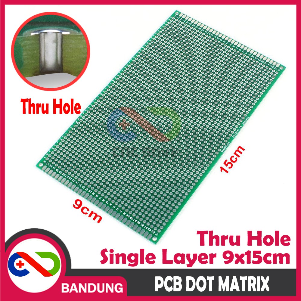 PCB DOT MATRIX THRU HOLE SINGLE LAYER 9X15CM LUBANG BOLONG PLAT