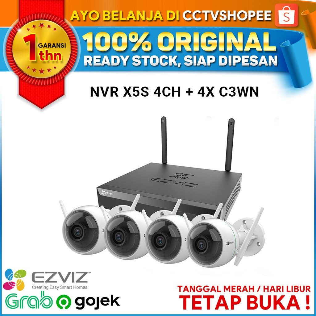 NVR EZVIZ KIT NVR X5S-4CH + Kamera EZVIZ C3WN Garansi 1 Tahun
