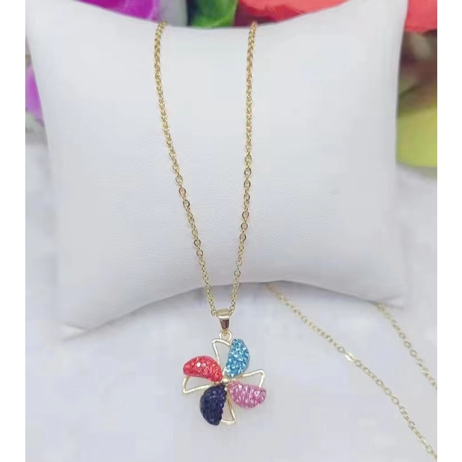 Kalung Angin Titanium Permata Warna Warni Perhiasan Fashion