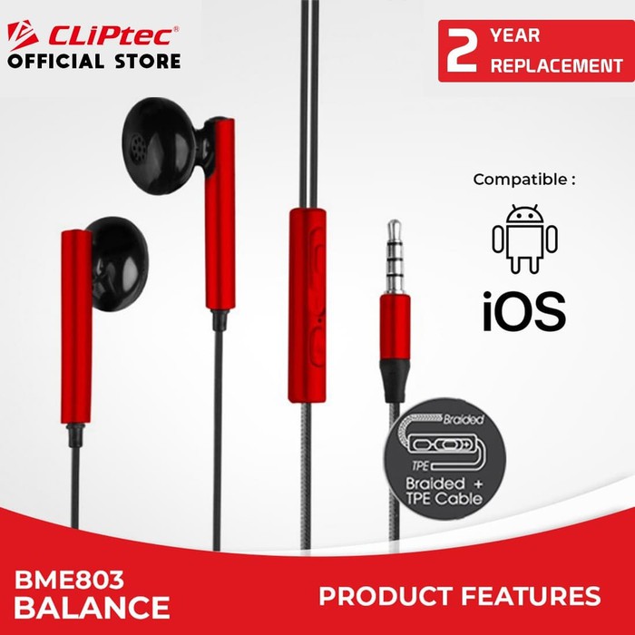 CLIPtec BME803 Balance Metal In-Ear Earphone with Microphone