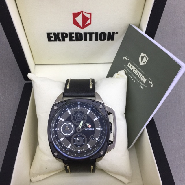 Expedition tali kulit hitam variasi warna pria E 6646 MC dan tali kulit/rantai 6835 MC original 100%