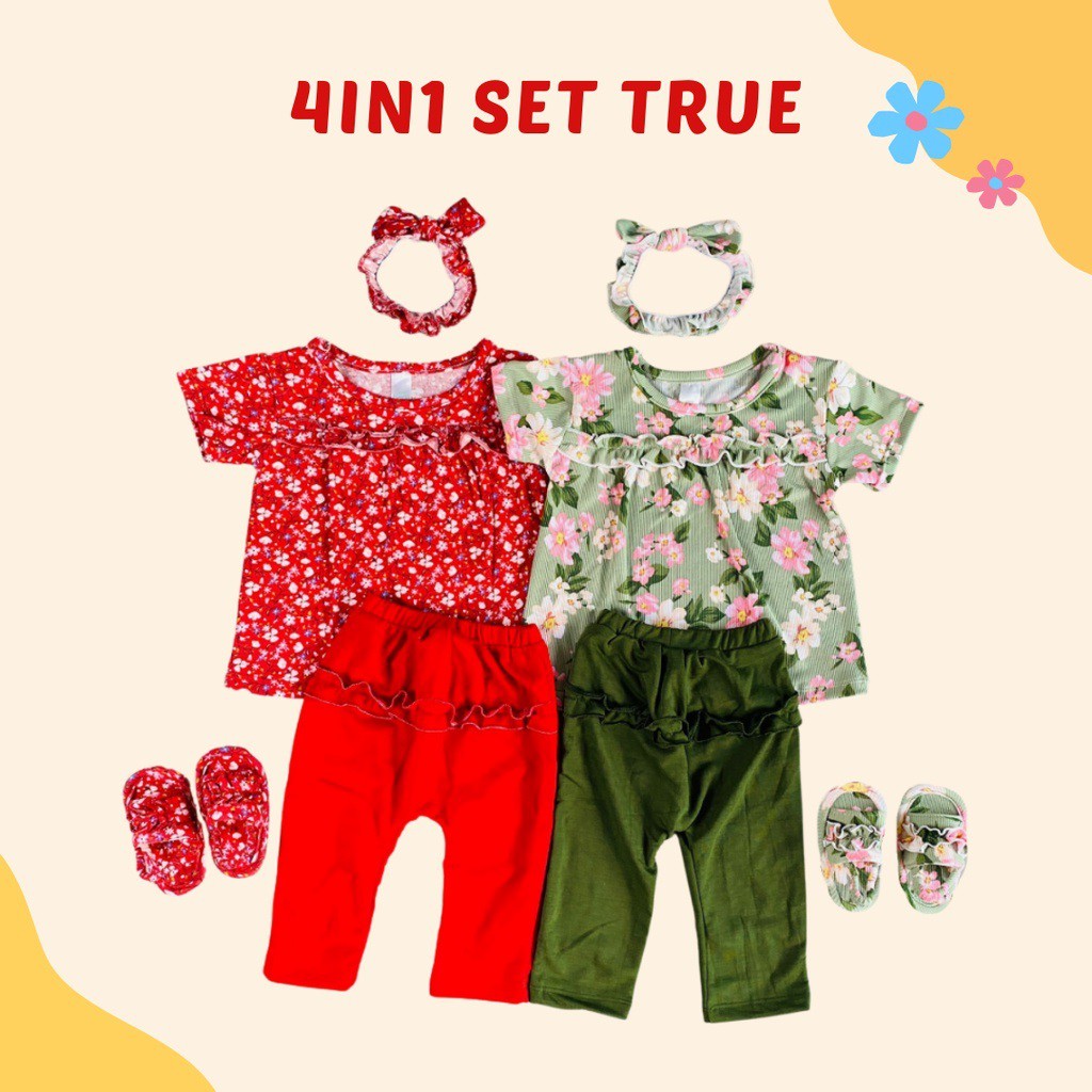 Plazababyku MX TRUE SET SANDAL setelan bayi motif bunga yang lucu free headband + sandal PART3