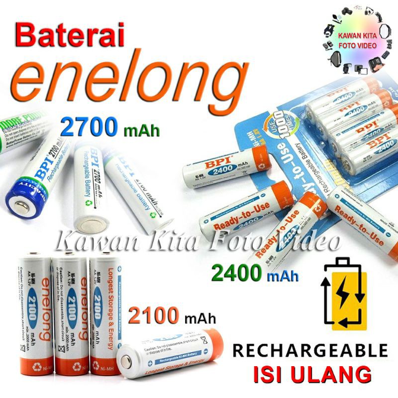 Baterai Enelong AA Rechargeable - baterai isi ulang untuk speedlite flash - bukan eneloop