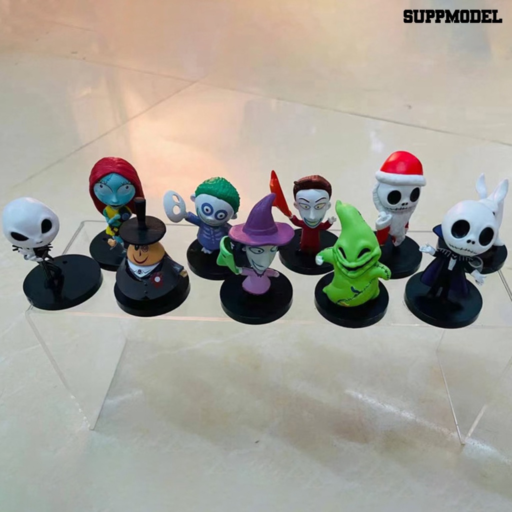 10pcs Miniatur Jack Skellington Bahan PVC Untuk Dekorasi Ruangan