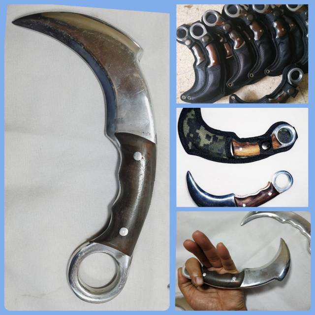 Karambit latih alumunium jepit kayu