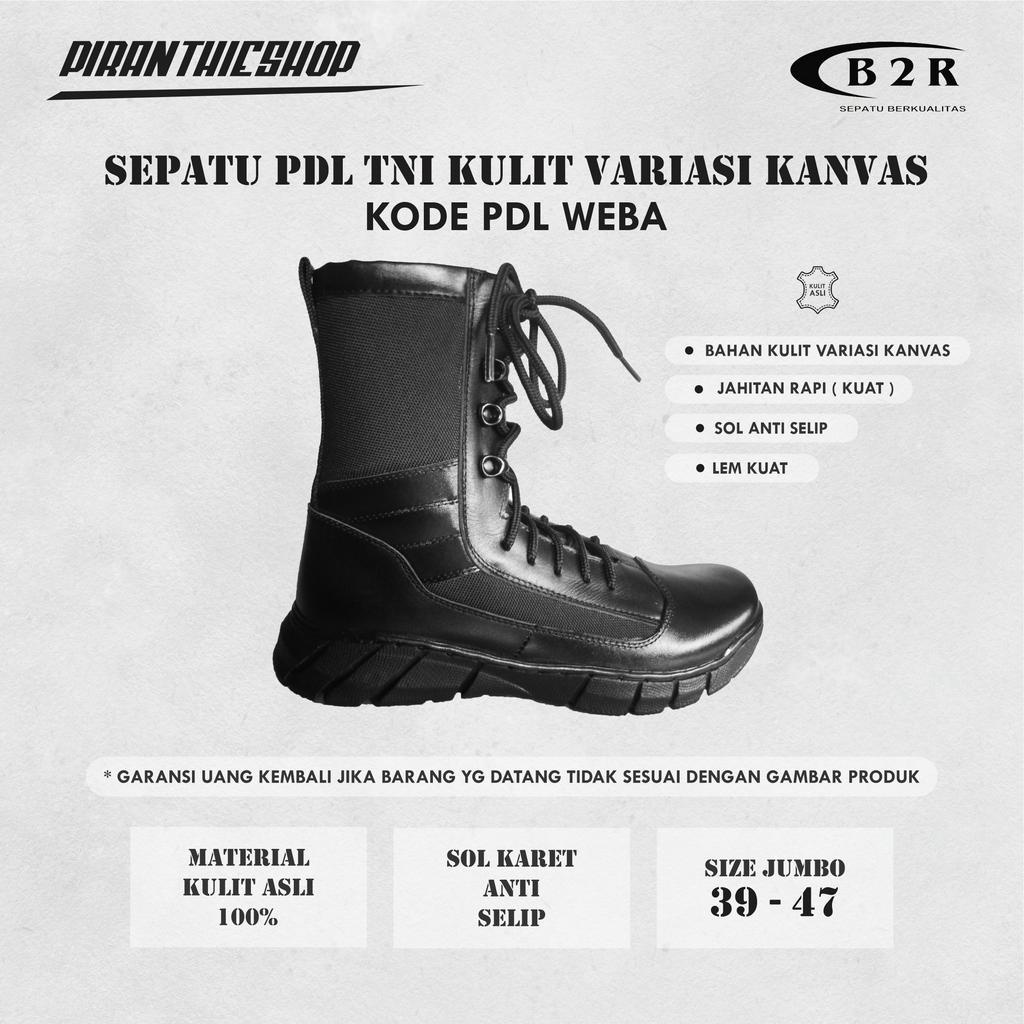 Sepatu PDL Pria Tni Weba Kulit Asli Variasi Kanvas