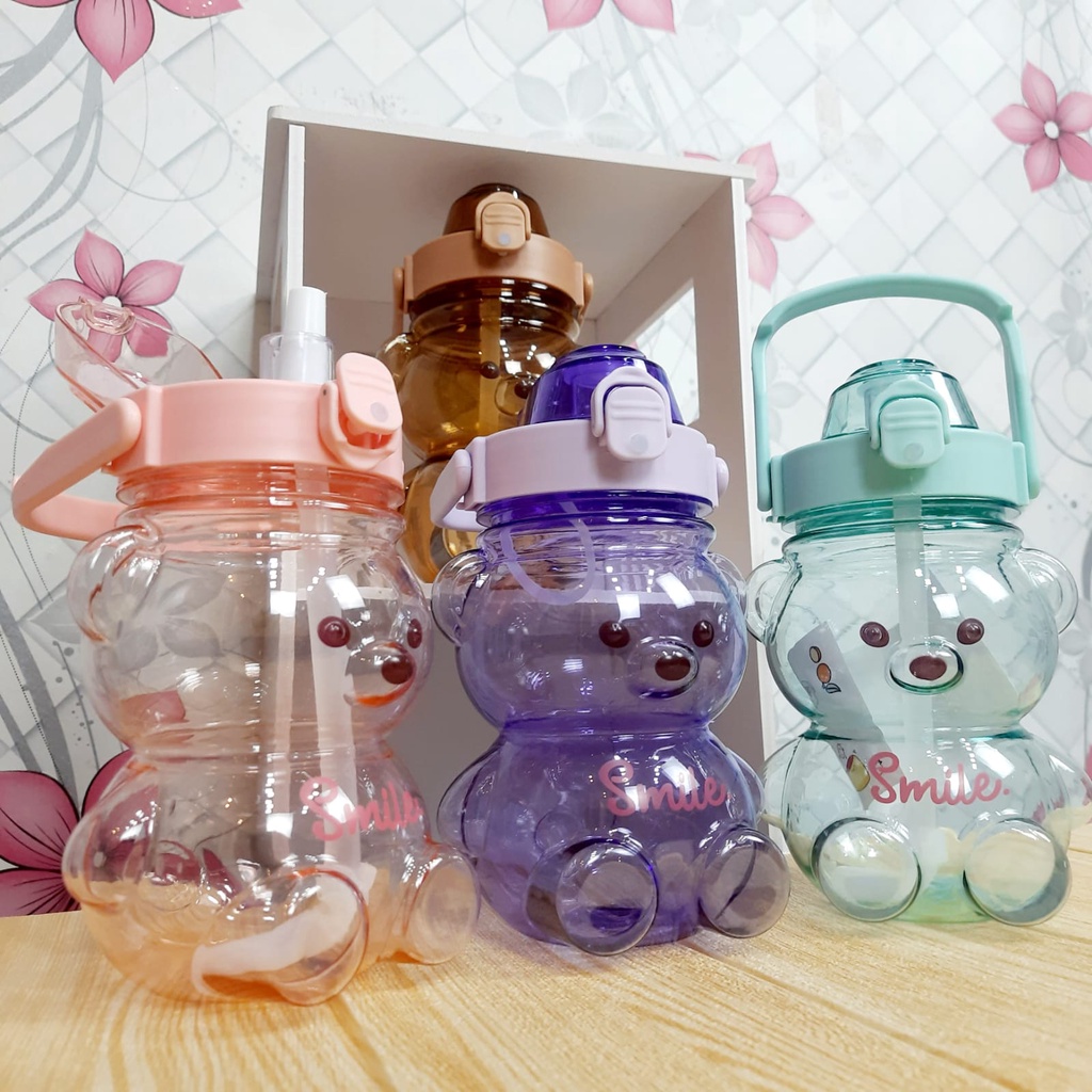 DISKON  BOTOL  beruang anak botol lucu + stiker 2D / botol gemoy anak 600 Ml Botol Gradiasi MURAH