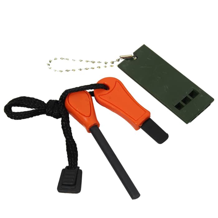 Fire Starter Flint Pembuat Api Dan Peluit Pemantik ( 2 in 1 Survival )