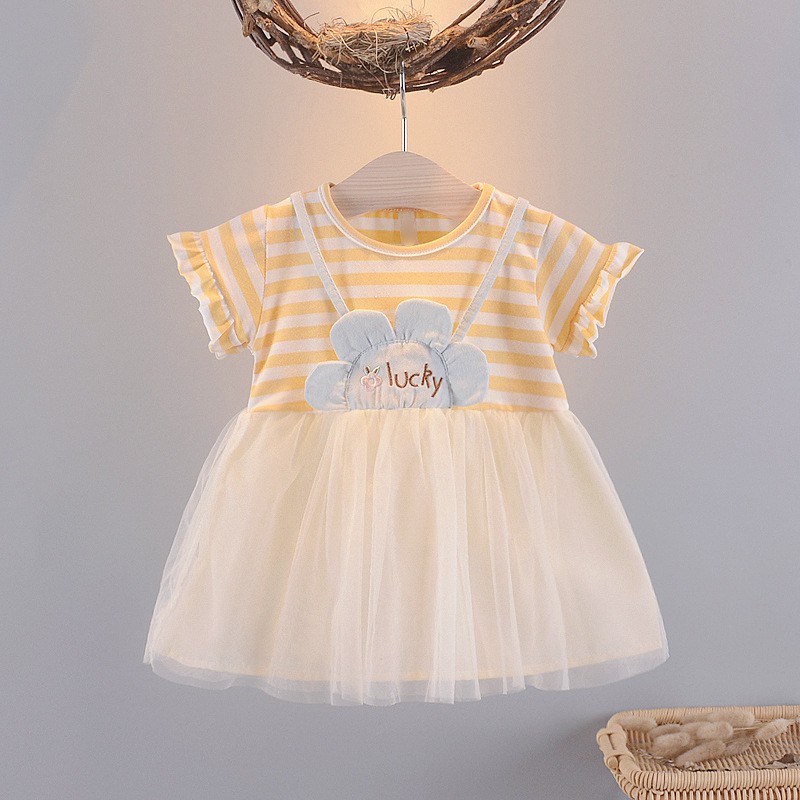 Plazababyku DRESS SALUR SLING LUCKY 2813 EBV Baju Dress Anak Perempuan Import 6 bulan - 3 tahun