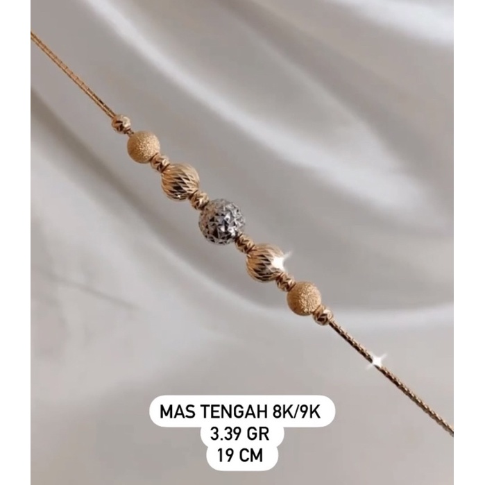 Gelang Rantai Fashion Serut emas 375