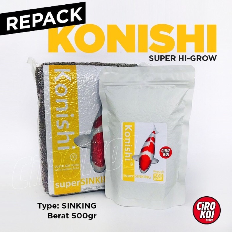 [ REPACK 500Gr ] KONISHI SUPER HI GROWTH IMPORT SINKING 500gr IKAN KOKI DAN KOI Konishi sinking PAKAN TENGGELAM