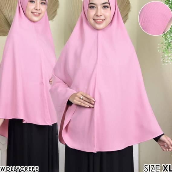 Khimar syari wolly crepe import daily size XL pad antem by tegar collection
