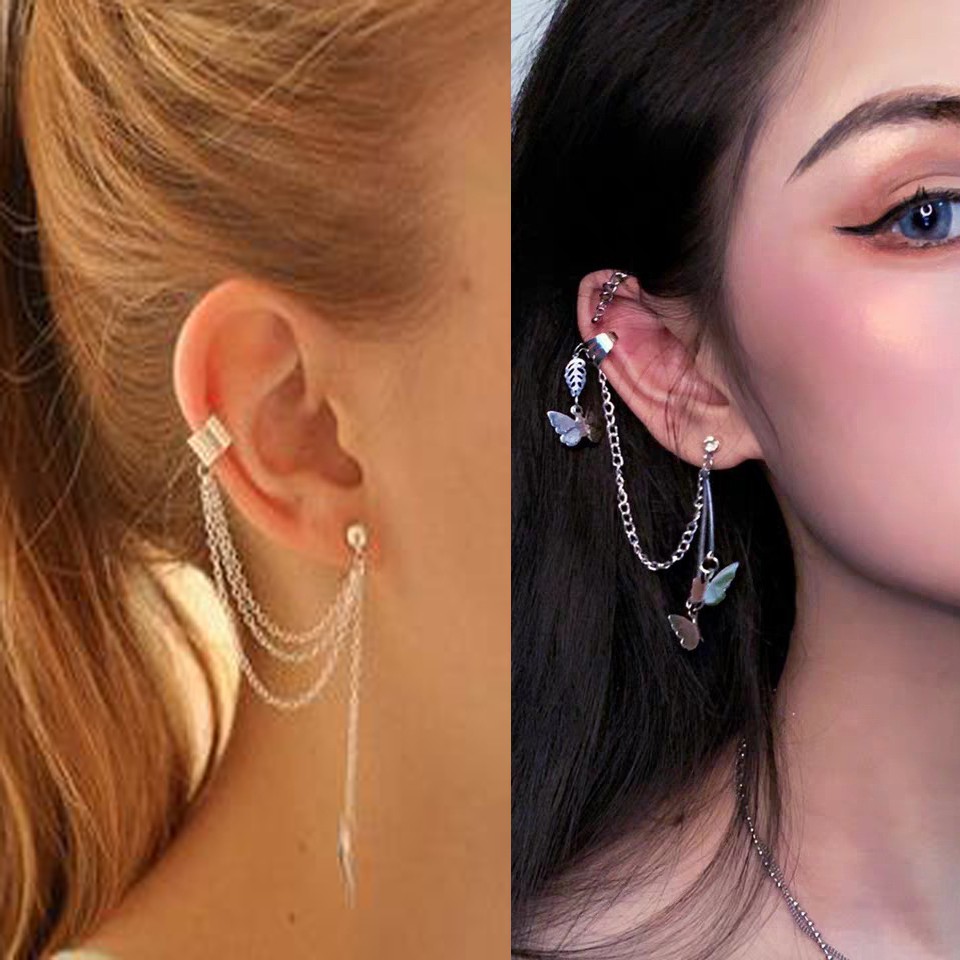 Anting Fashion daun rumbai earrings panjang wanita kupu-kupu