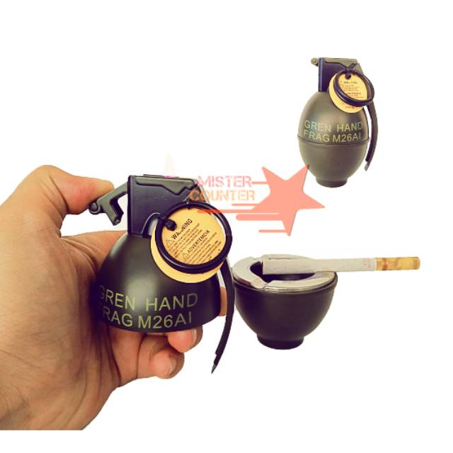 KOREK API MODEL GRANAT TANGAN DAN ASBAK / KOREK GRANAT UNIK UKURAN BESAR / KOREK GAS DAN ASBAK