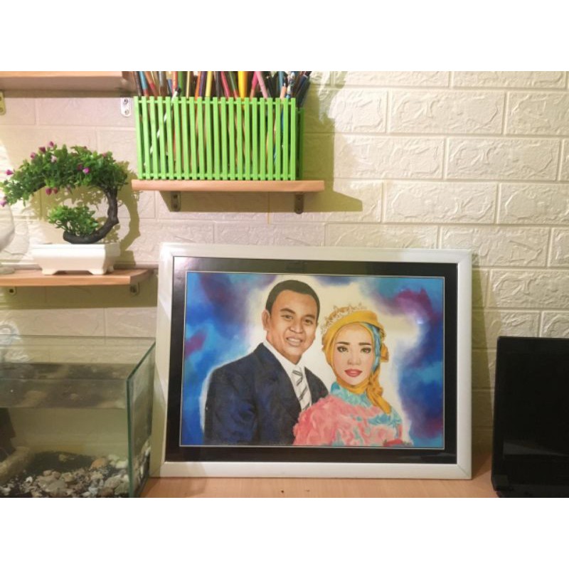 

foto sketsa lukis wajah pencilart drawing ukuran A3 tanpa pigora