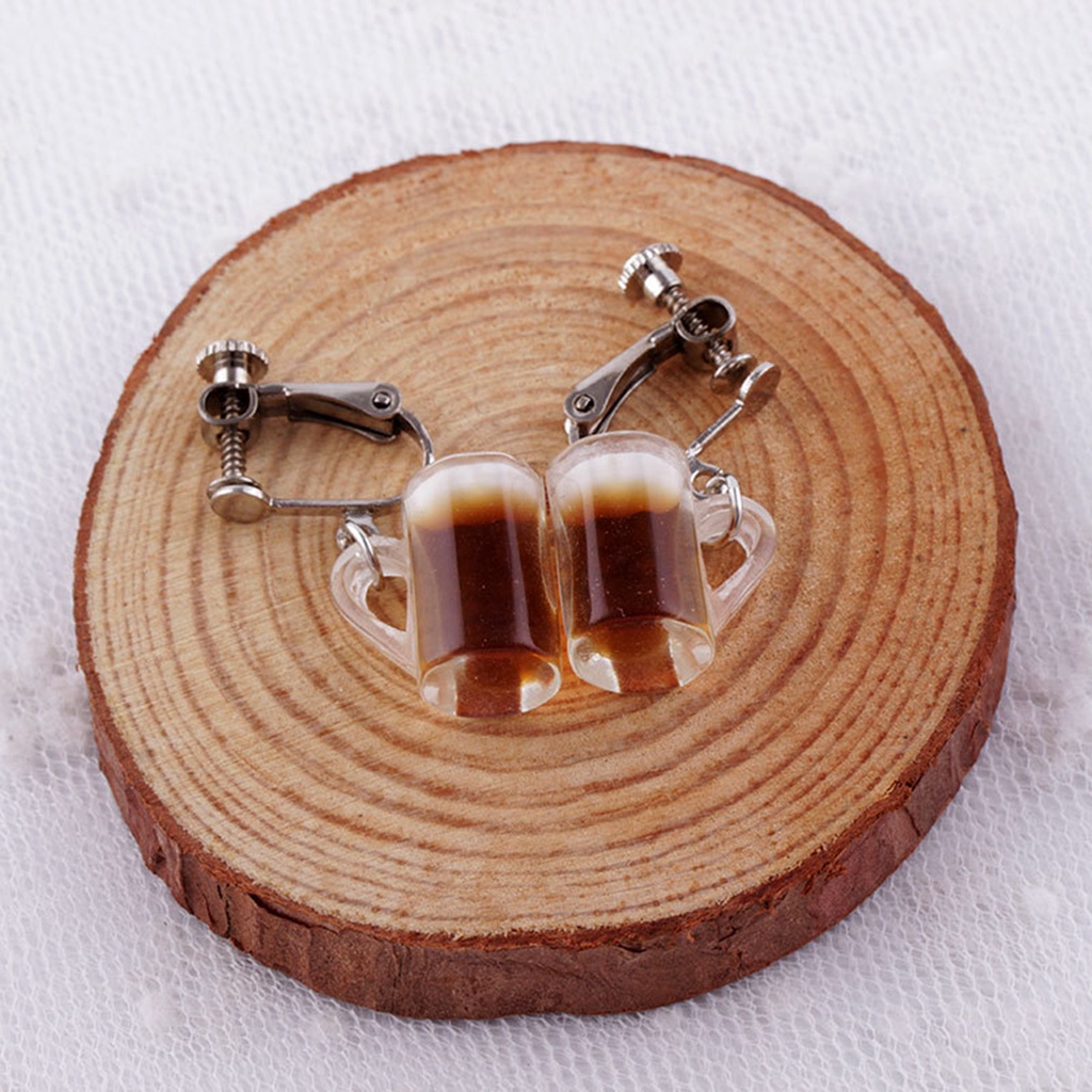 Hu Hu Hu Hu Hu Alat Bantu Pasang Kacamata♡ 1 Pasang Anting Kait Gantung Bahan Alloy Desain Botol Minum Untuk Wanita