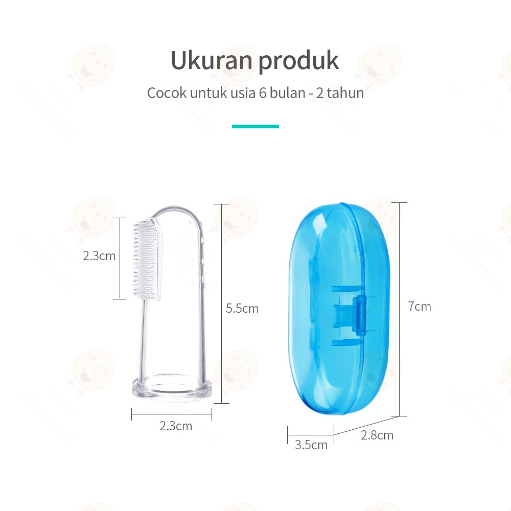 Lacoo Sikat gigi bayi bahan silikon lembut Baby finger toothbrush untuk 3 Bulan - 18 Bulan