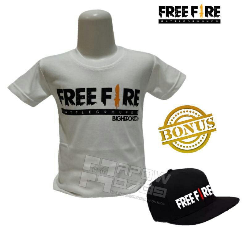 baju kaos anak sablon freefire BONUS topi bordir baju anak kaos oblong anak topi anak baju kaos COD