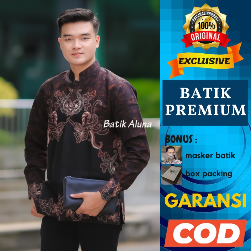 Koko Batik Pria Lengan Panjang Baju Kemeja Koko Batik Pria Premium Fashion Pakaian Muslim Cowok Laki