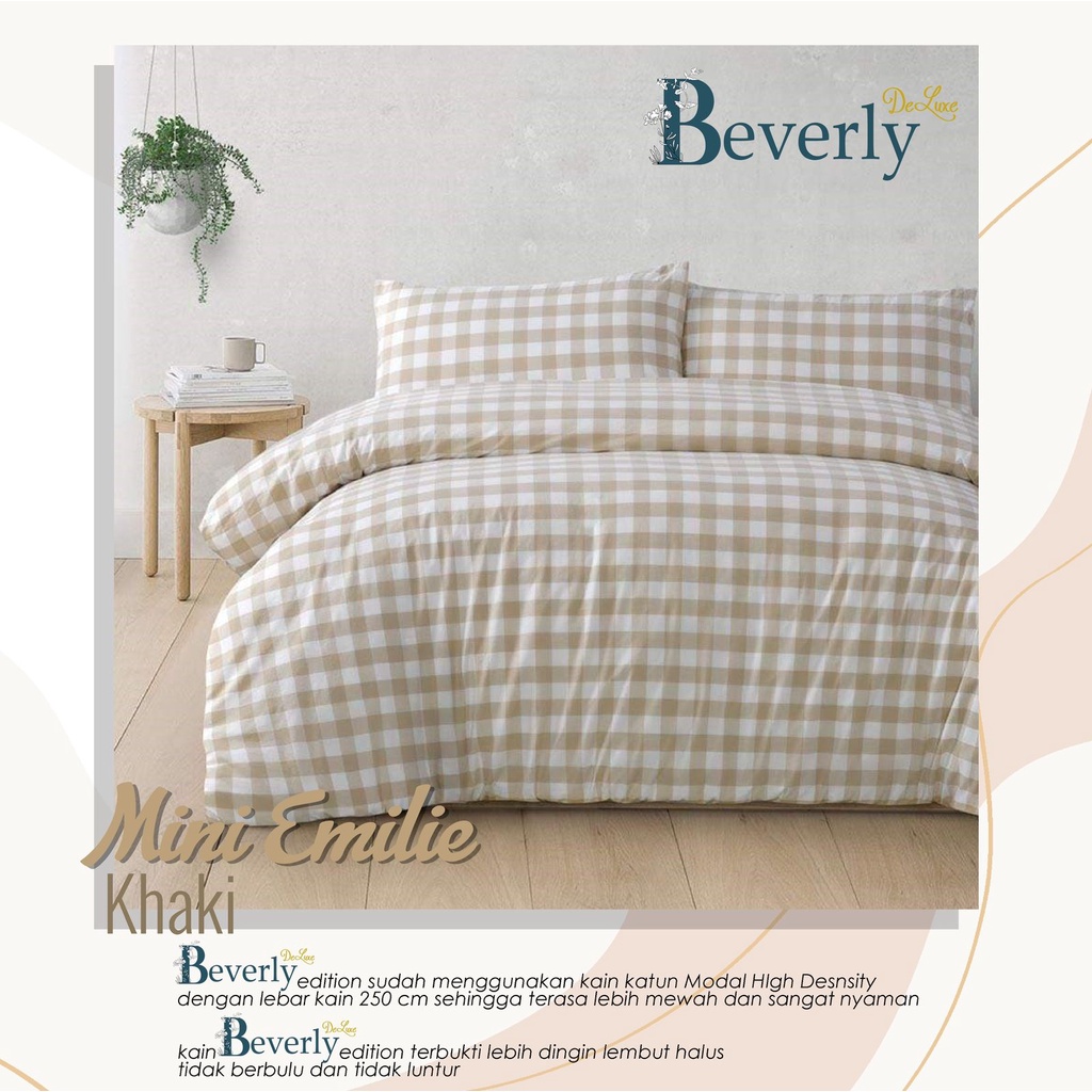 Sprei Anti Geser Bahan Premium Katun Lokal CVC | MINI EMILY KOTAK by Beverly |  Ukuran 90 100 120 160 180x200