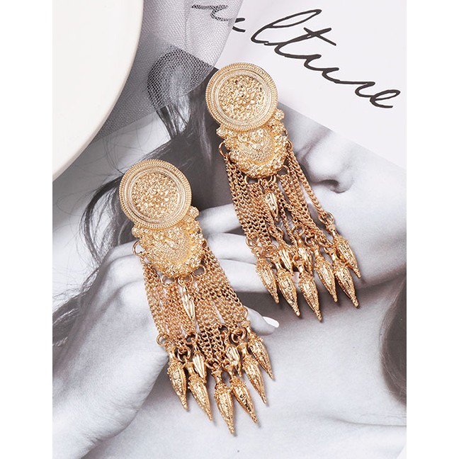 LRC Anting Tusuk Fashion Gold Tassel Earrings F45993