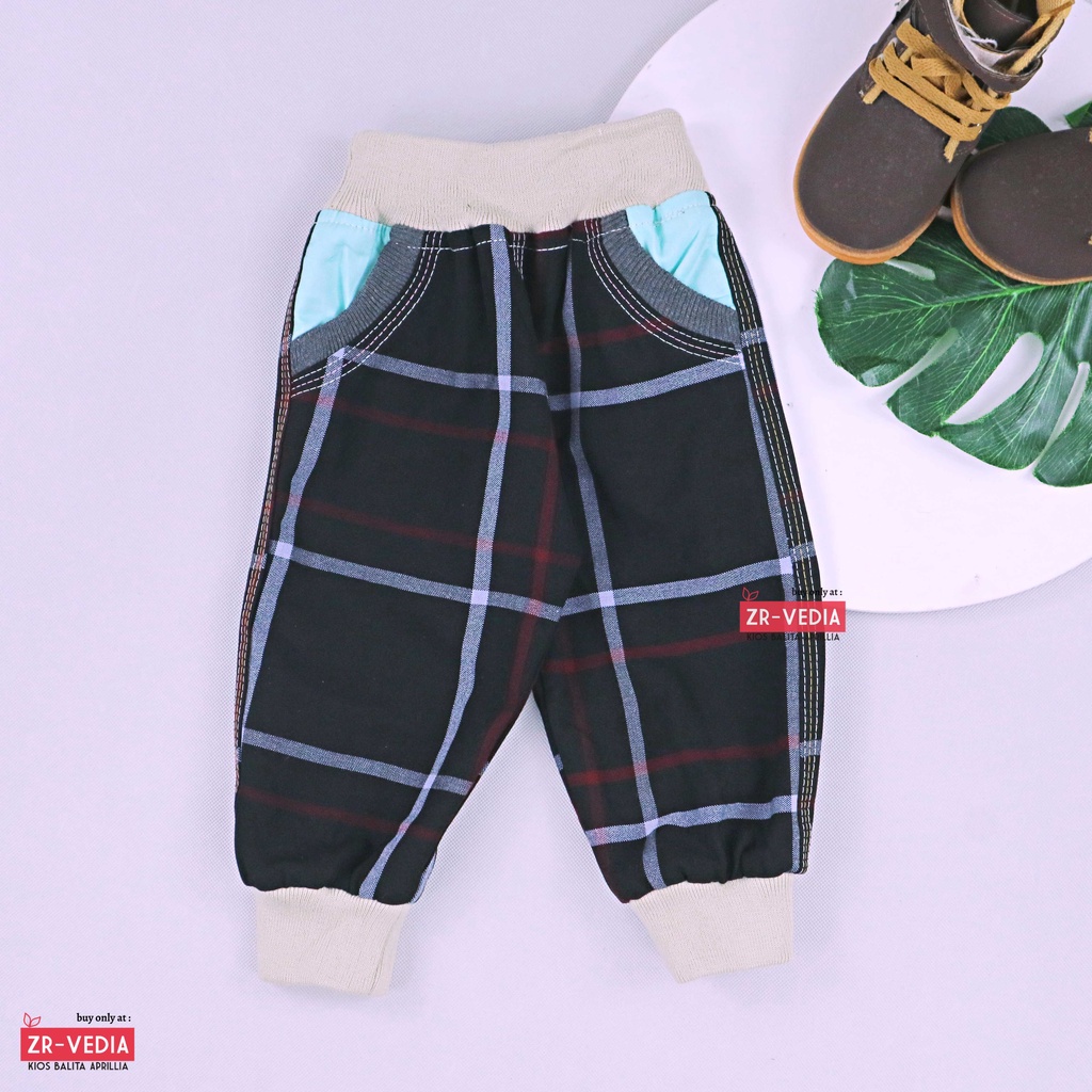 Jogger Bobo uk 1-2 Tahun / Anak Laki Perempuan Motif Kotak-Kotak Polos Kantong Outfit Joger Pants