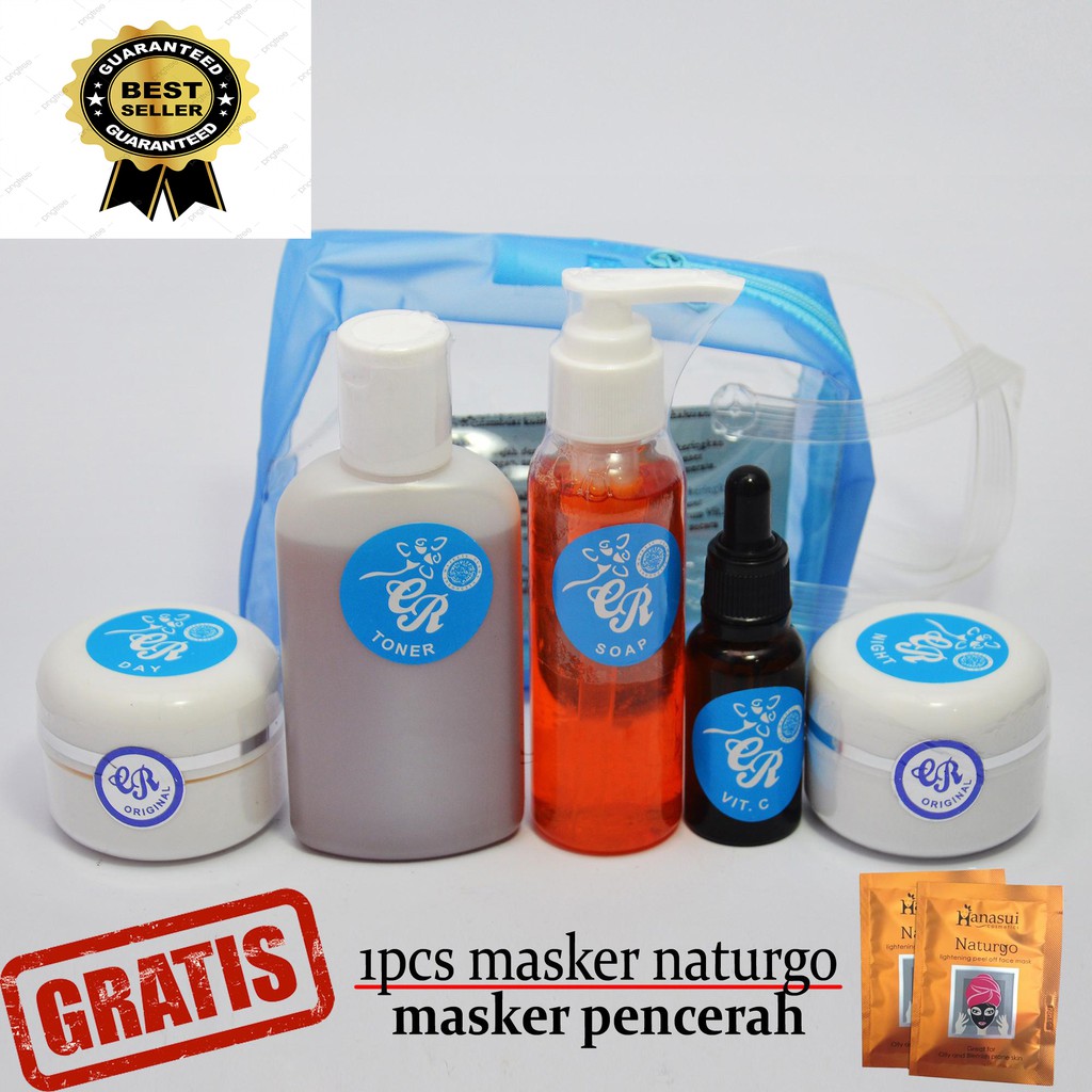 Paket Cream CR Blue 5 in 1 Original Asli - Sertifikat Halal FREE 1 PCS MASKER HANASUI NATURGO