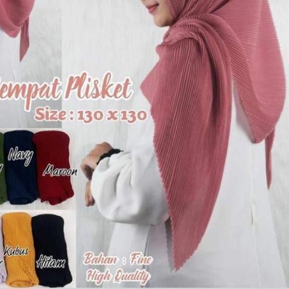 ➭ HIJAB SEGI EMPAT PLISKET JUMBO 130x130 TERHITS JAMAN NOW (BISA ) ➫