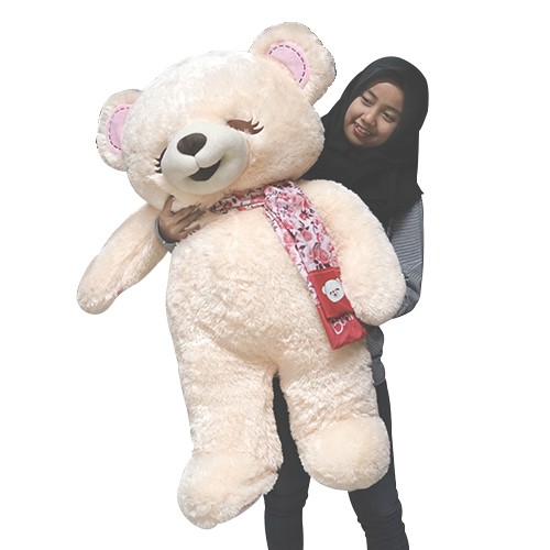 Boneka Beruang Jumbo Besar Istana Boneka STD Bonita Cream W/Syal 1 meter 1m