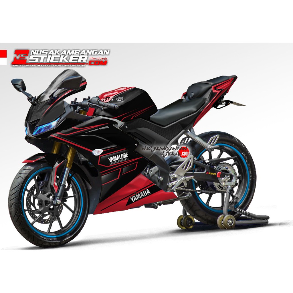 Decal Stiker R15 V3 Grafis Hitam Merah