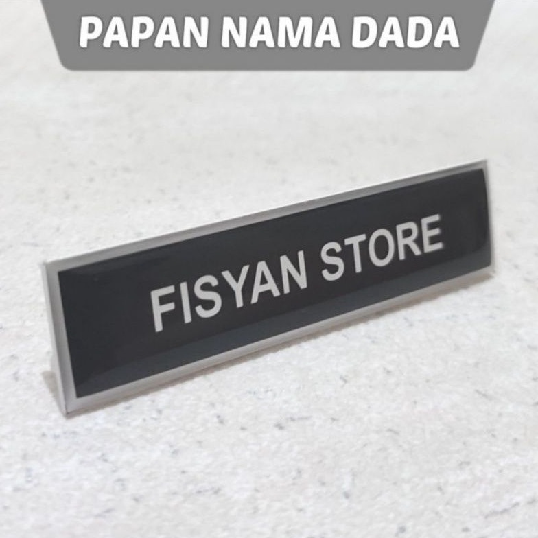 Papan Nama PDH TNI/POLRI | Nametag Dada Hitam Doff List Putih Lapis Resin