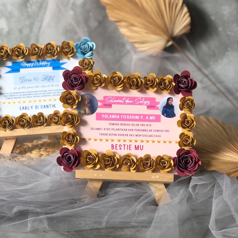PAPAN BUNGA MINI PAPER FLOWER / KADO BUNGA PAPAN / KADO WISUDA NIKAH ENGAGEMENT GRADUATION BUNGA PAP